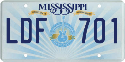 MS license plate LDF701