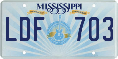 MS license plate LDF703