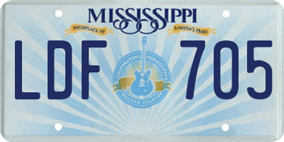 MS license plate LDF705