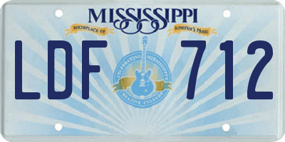MS license plate LDF712