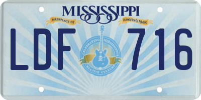 MS license plate LDF716