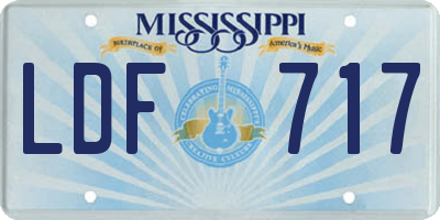 MS license plate LDF717