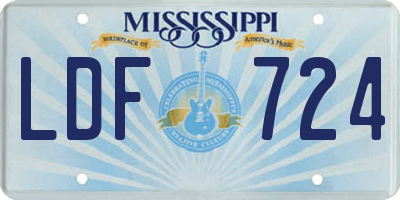 MS license plate LDF724
