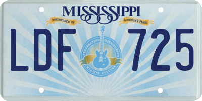 MS license plate LDF725