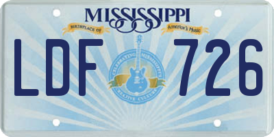 MS license plate LDF726