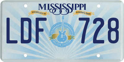 MS license plate LDF728