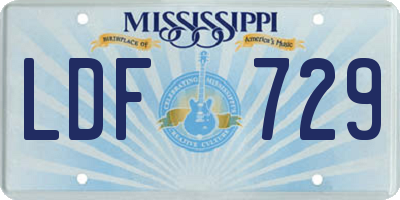MS license plate LDF729