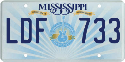 MS license plate LDF733