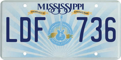 MS license plate LDF736