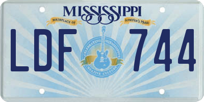 MS license plate LDF744