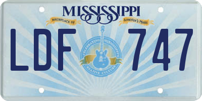 MS license plate LDF747