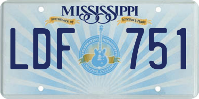MS license plate LDF751