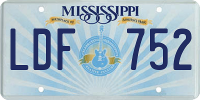 MS license plate LDF752