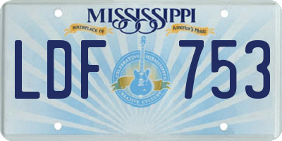 MS license plate LDF753
