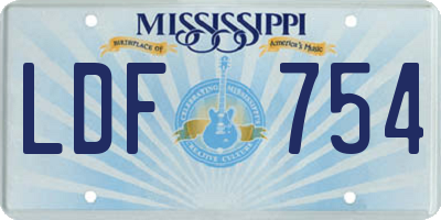 MS license plate LDF754