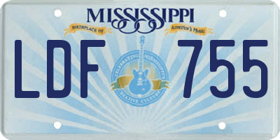 MS license plate LDF755