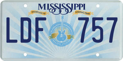 MS license plate LDF757