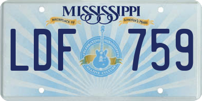 MS license plate LDF759