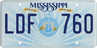MS license plate LDF760