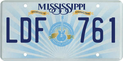 MS license plate LDF761