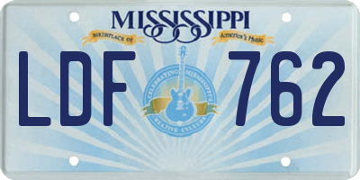 MS license plate LDF762