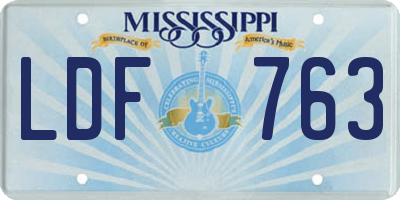 MS license plate LDF763