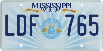 MS license plate LDF765