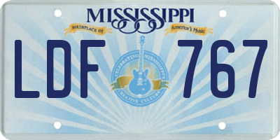 MS license plate LDF767