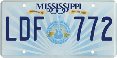 MS license plate LDF772