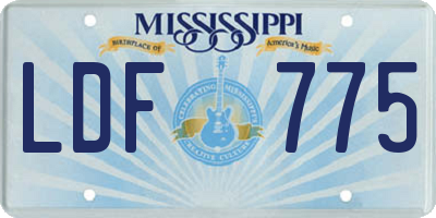 MS license plate LDF775