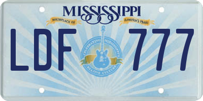 MS license plate LDF777