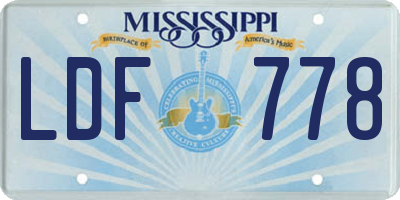 MS license plate LDF778