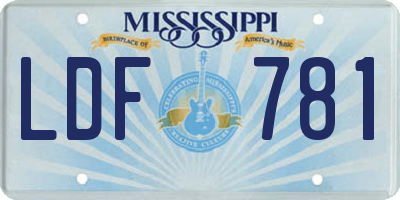 MS license plate LDF781