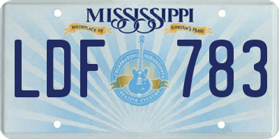 MS license plate LDF783