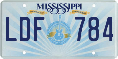 MS license plate LDF784