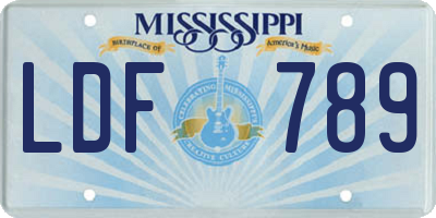 MS license plate LDF789