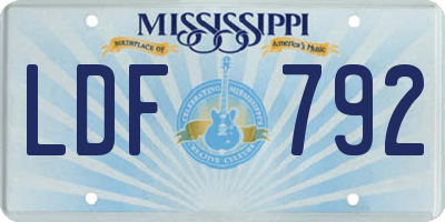MS license plate LDF792