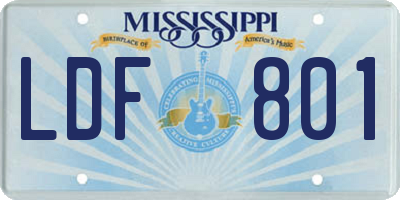 MS license plate LDF801