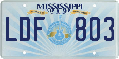 MS license plate LDF803