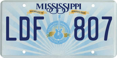 MS license plate LDF807