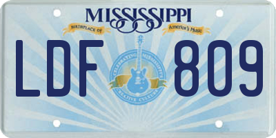 MS license plate LDF809