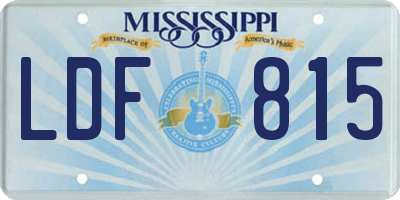 MS license plate LDF815