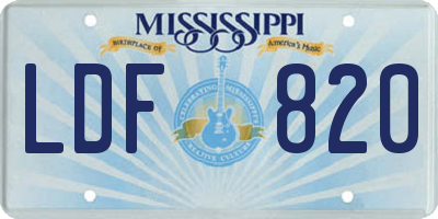 MS license plate LDF820