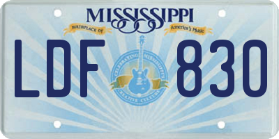 MS license plate LDF830