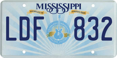 MS license plate LDF832