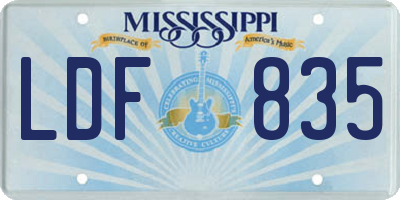 MS license plate LDF835