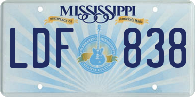 MS license plate LDF838