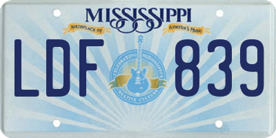 MS license plate LDF839