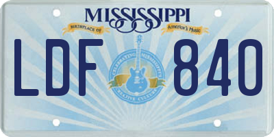 MS license plate LDF840