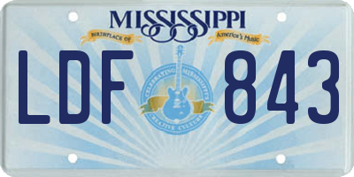 MS license plate LDF843